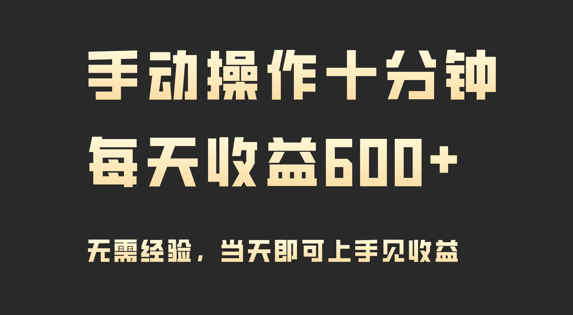 (9324期)手动操作十分钟，每天收益600+，当天实操当天见收益-大熊网创