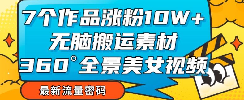 7个作品涨粉10W+，无脑搬运素材，全景美女视频爆款玩法分享【揭秘】-大熊网创