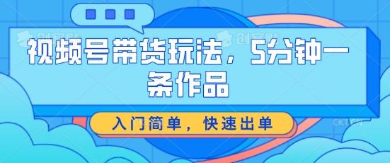 视频号带货玩法，5分钟一条作品，入门简单，快速出单【揭秘】-大熊网创