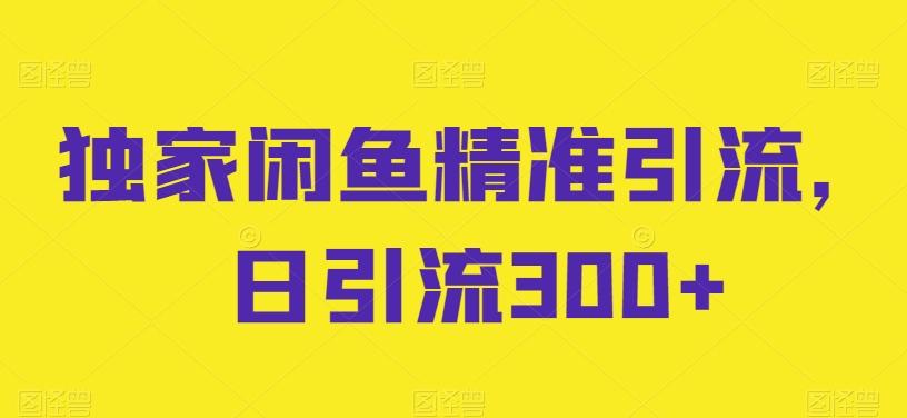 独家闲鱼精准引流，日引流300+【揭秘】-大熊网创