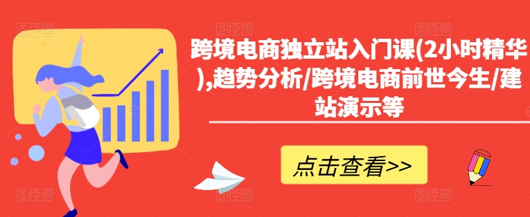 跨境电商独立站入门课(2小时精华),趋势分析/跨境电商前世今生/建站演示等-大熊网创