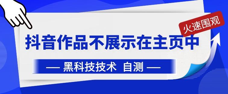 抖音黑科技：抖音作品不展示在主页中【揭秘】-大熊网创