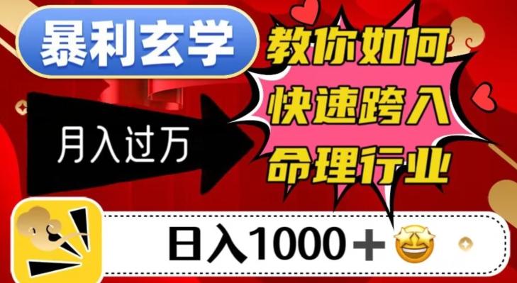 暴利玄学，教你如何快速跨入命理行业，日入1000＋月入过万-大熊网创
