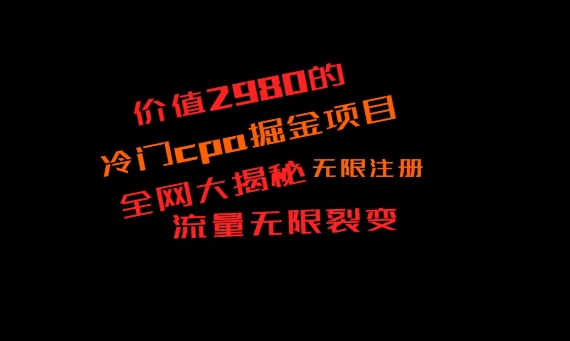 价值2980的CPA掘金项目大揭秘，号称当天收益200+，不见收益包赔双倍-网创星球