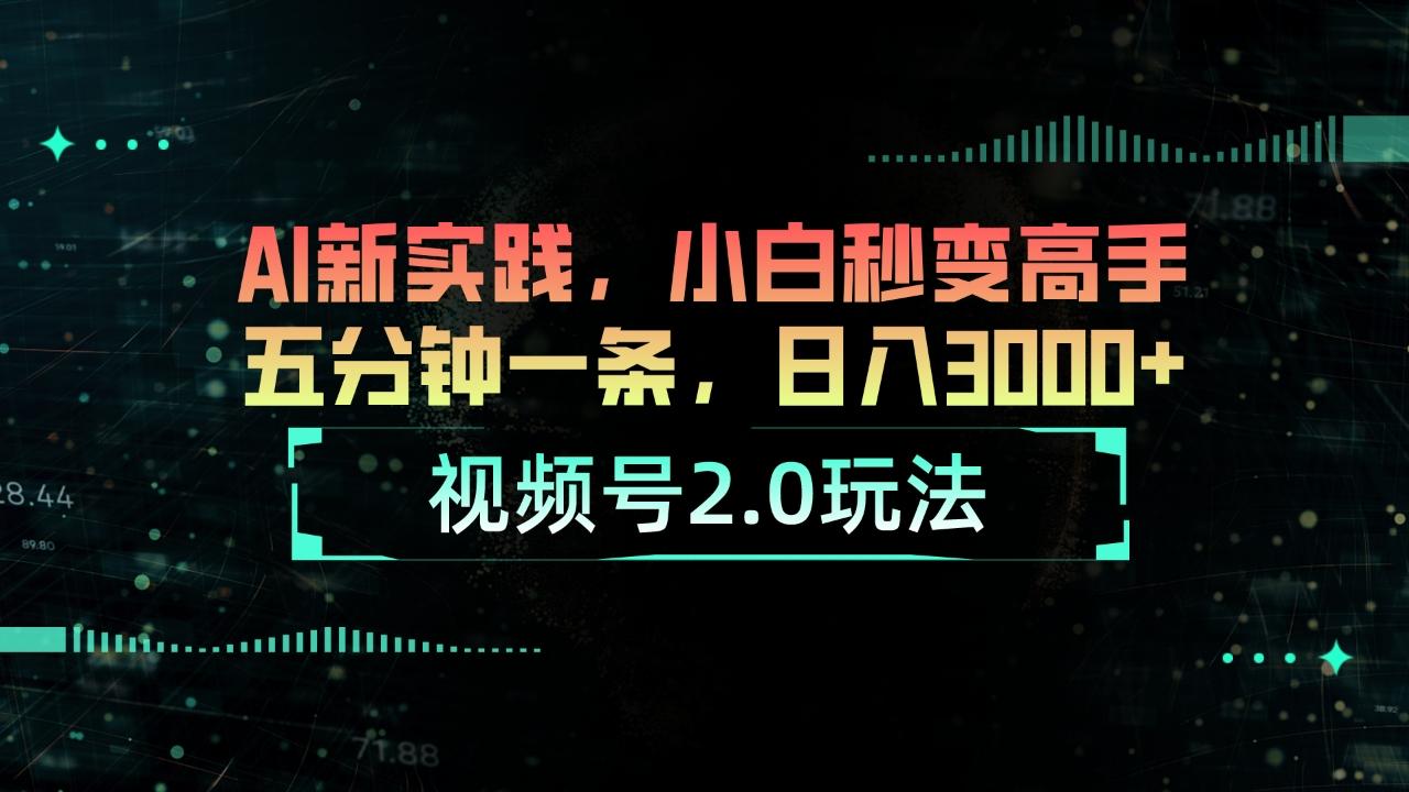视频号2.0玩法 AI新实践，小白秒变高手五分钟一条，日入3000+-网创星球