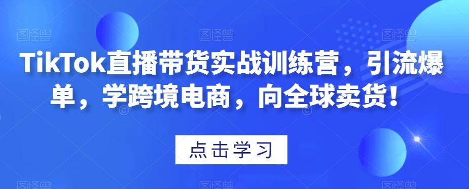 TikTok直播带货实战训练营，引流爆单，学跨境电商，向全球卖货！-大熊网创