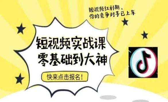 短视频零基础落地实操训练营，短视频实战课零基础到大神-大熊网创