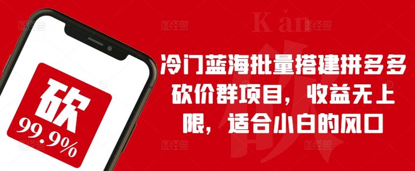 冷门蓝海批量搭建拼多多砍价群项目，收益无上限，适合小白的风口【揭秘】-大熊网创