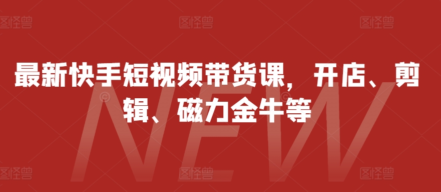最新快手短视频带货课，开店、剪辑、磁力金牛等-大熊网创