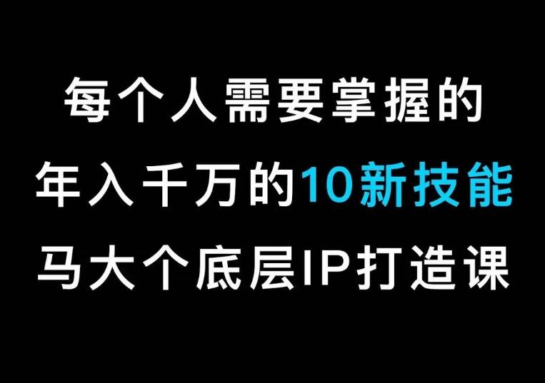 马大个的IP底层逻辑课，​每个人需要掌握的年入千万的10新技能，约会底层IP打造方法！-大熊网创