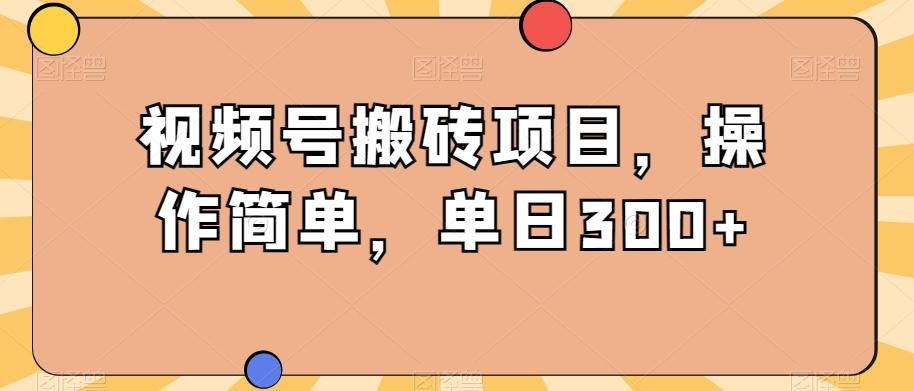 视频号搬砖项目，操作简单，单日300+-大熊网创