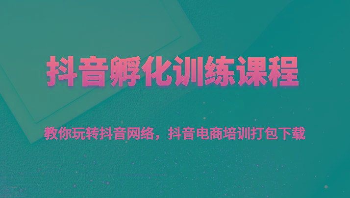 抖音孵化训练课程-教你玩转抖音网络，抖音电商培训打包下载-大熊网创