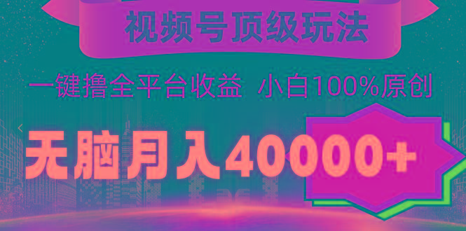 (9281期)视频号顶级玩法，无脑月入40000+，一键撸全平台收益，纯小白也能100%原创-大熊网创