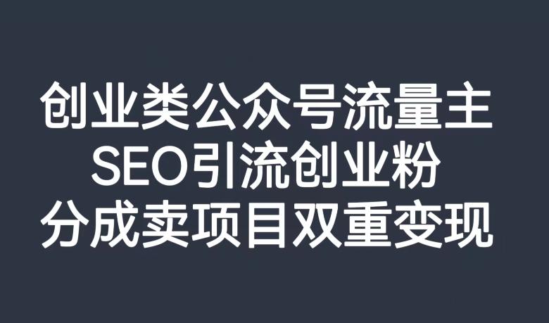 创业类公众号流量主，SEO引流创业粉，分成卖项目双重变现【揭秘】-大熊网创