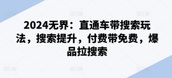 2024无界：直通车带搜索玩法，搜索提升，付费带免费，爆品拉搜索-大熊网创
