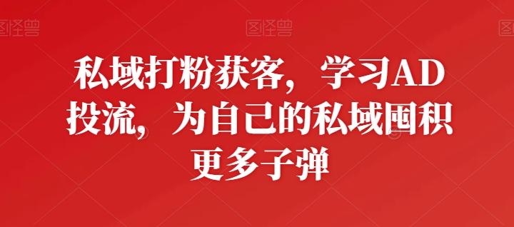 私域打粉获客，学习AD投流，为自己的私域囤积更多子弹-大熊网创