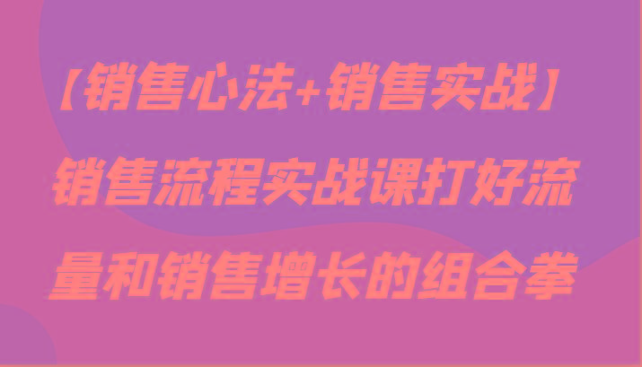 【销售心法+销售实战】销售流程实战课打好流量和销售增长的组合拳-网创星球