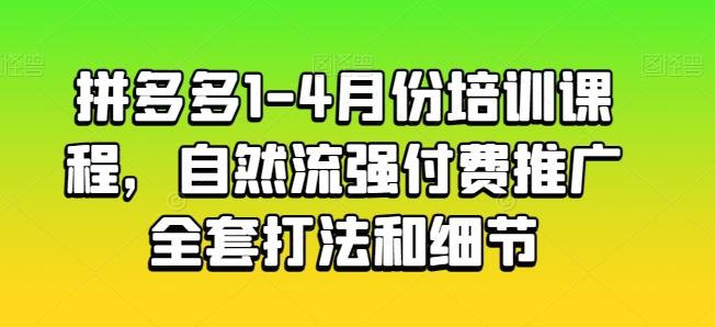 拼多多1-4月份培训课程，自然流强付费推广全套打法和细节-网创星球