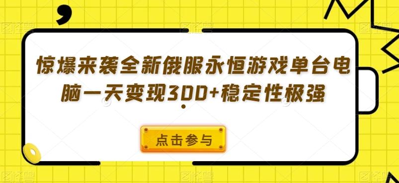 惊爆来袭全新俄服永恒游戏单台电脑一天变现300+稳定性极强-大熊网创