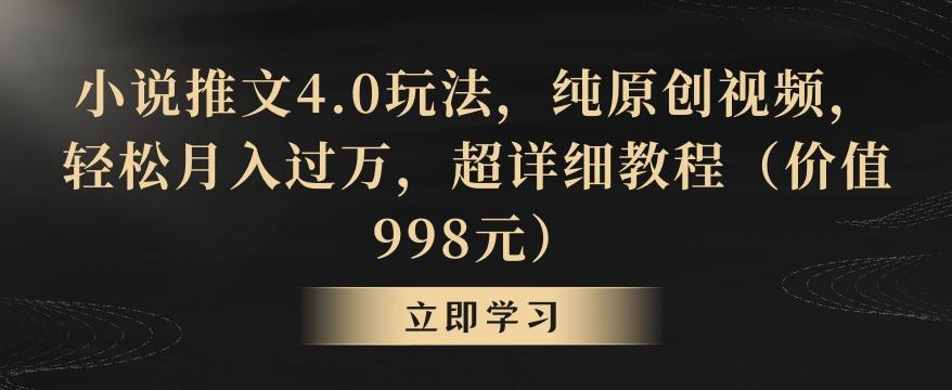 小说推文4.0玩法，纯原创视频，轻松月入过万，超详细教程(价值998元)【揭秘】-大熊网创