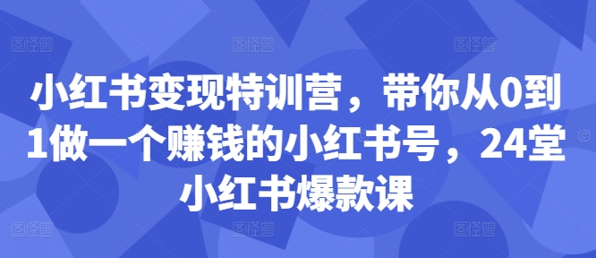 小红书变现特训营，带你从0到1做一个赚钱的小红书号，24堂小红书爆款课-网创星球