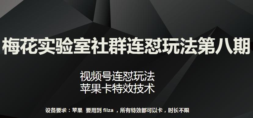 梅花实验室社群连怼玩法第八期，视频号连怼玩法 苹果卡特效技术【揭秘】-大熊网创