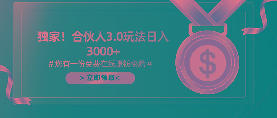 游戏合伙人3.0，日入3000+，无限扩大的蓝海项目-大熊网创