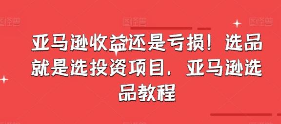 亚马逊收益还是亏损！选品就是选投资项目，亚马逊选品教程-网创星球