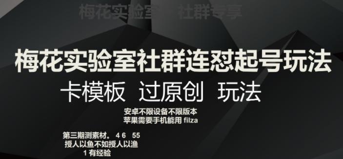 梅花实验室社群连怼起号玩法，卡模板过原创玩法【揭秘】-大熊网创