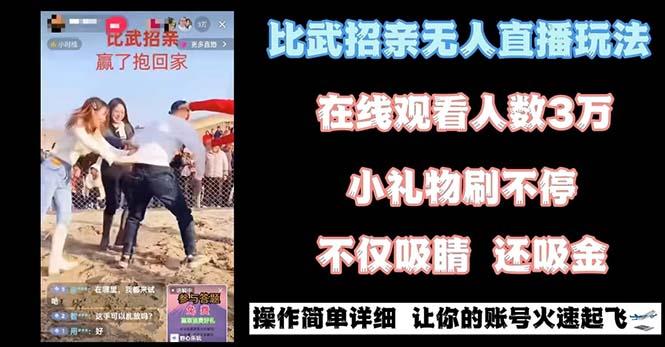 最近很火的无人直播“比武招亲”的一个玩法项目简单-大熊网创
