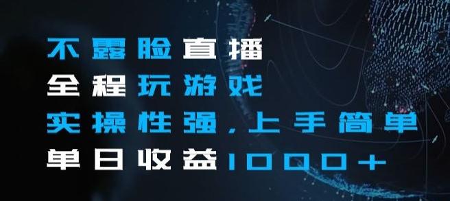 不露脸直播全程玩游戏，实操性强，上手简单，单日收益1000+【揭秘】-大熊网创