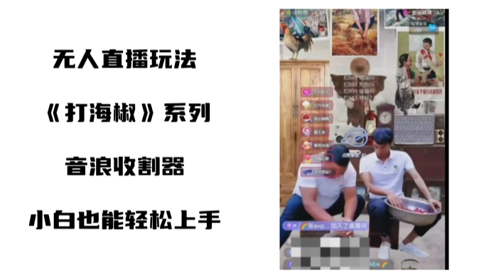 打海椒无人直播整蛊项目，小白轻松上手撸音浪收割器-大熊网创