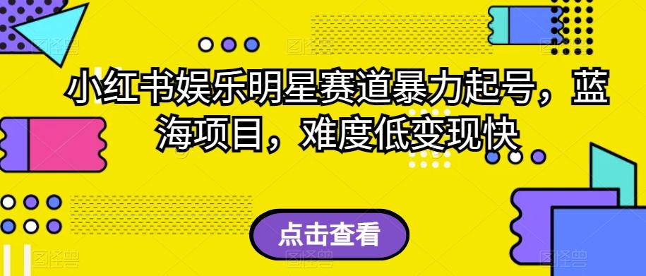 小红书娱乐明星赛道暴力起号，蓝海项目，难度低变现快【揭秘】-大熊网创
