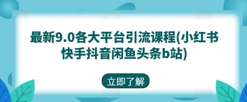 最新9.0各大平台引流课程(小红书快手抖音闲鱼头条b站)-大熊网创