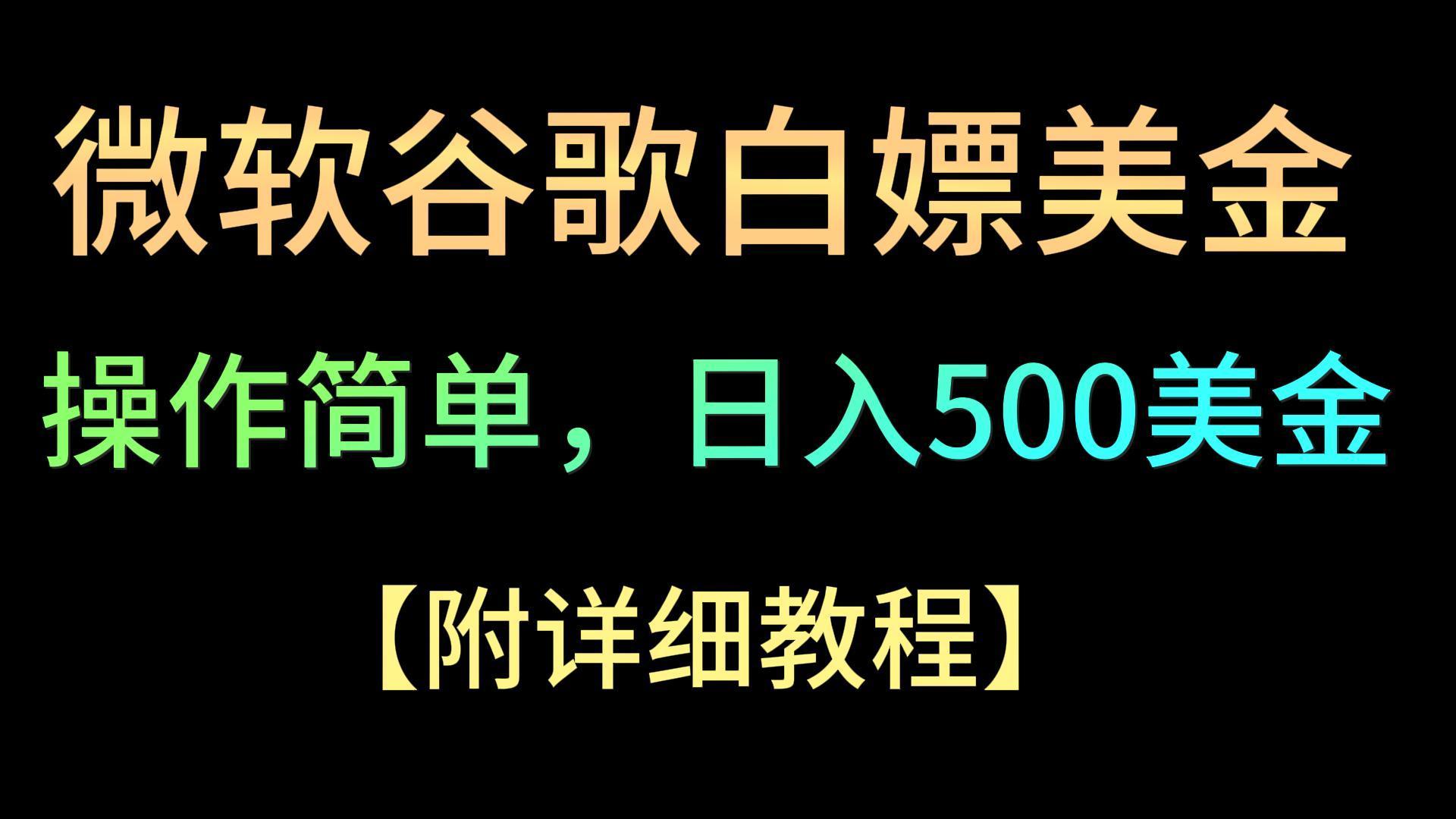 微软谷歌项目3.0，轻松日赚500+美金，操作简单，小白也可轻松入手！-大熊网创