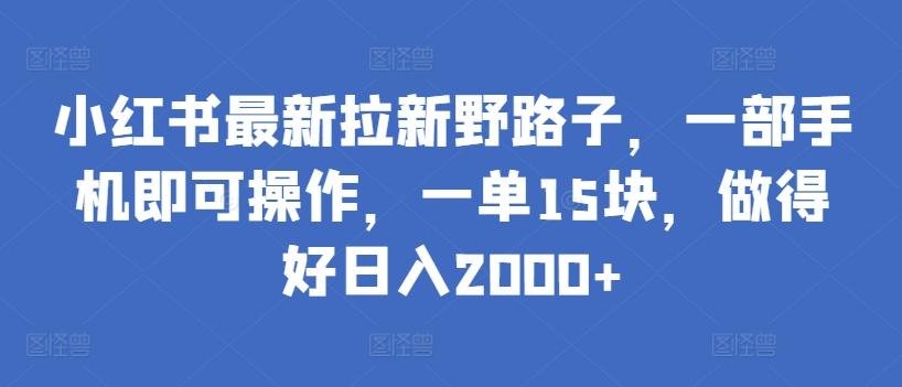 小红书最新拉新野路子，一部手机即可操作，一单15块，做得好日入2000+【揭秘】-网创星球