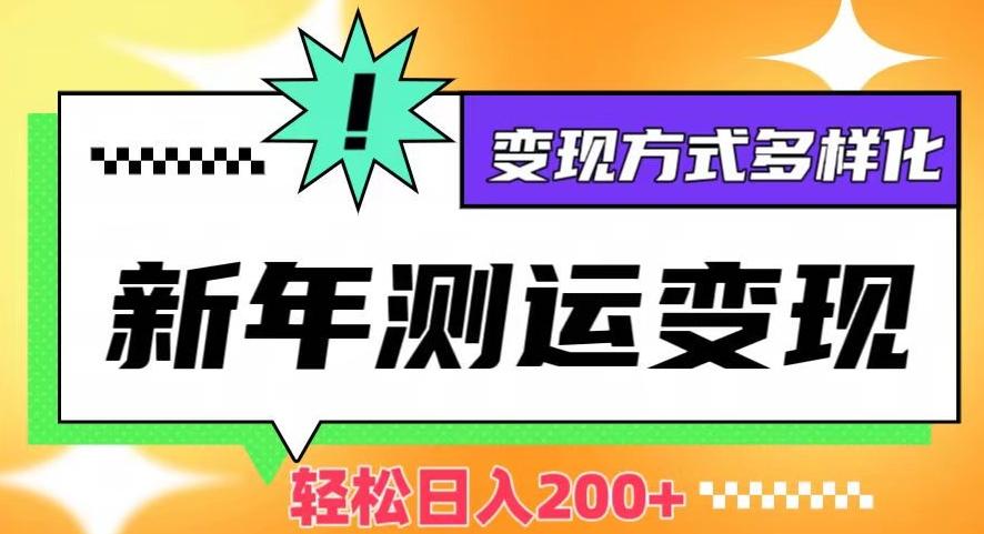 新年运势测试变现，日入200+，几分钟一条作品，变现方式多样化【揭秘】-大熊网创