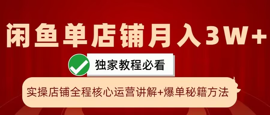 闲鱼单店铺月入3W+实操展示，爆单核心秘籍，一学就会【揭秘】-大熊网创