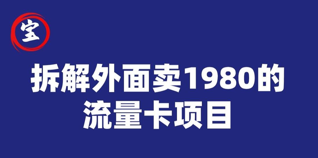 宝哥拆解外面卖1980手机流量卡项目，0成本无脑推广-大熊网创
