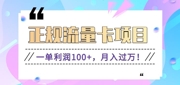 正规手机流量卡项目，一单利润100+，月入过万！人人可做(推广技术+正规渠道)-大熊网创