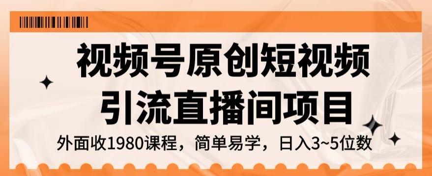 视频号原创短视频引流直播间项目，日入3~5五位数【揭秘】-大熊网创