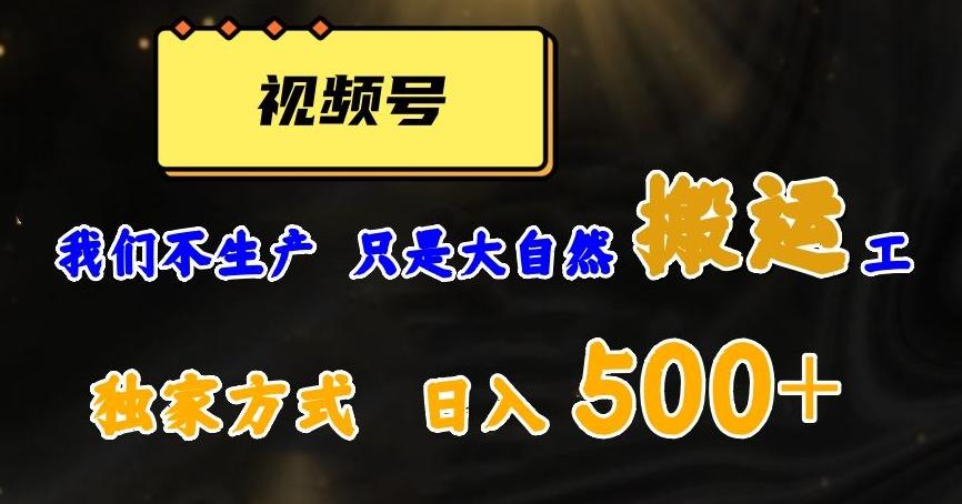 视频号轻松搬运日赚500+，一个1分钟1条原创视频【揭秘】-大熊网创