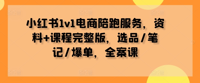 小红书1v1电商陪跑服务，资料+课程完整版，选品/笔记/爆单，全案课-网创星球