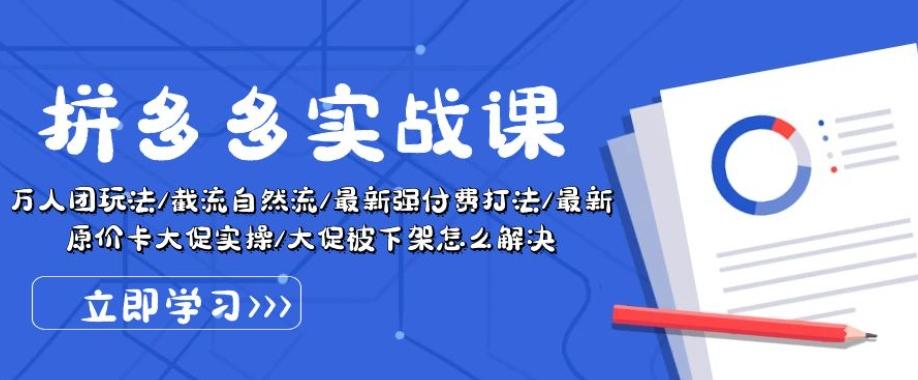 拼多多实战课：万人团玩法/截流自然流/最新强付费打法/最新原价卡大促..-大熊网创