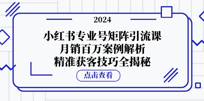 小红书专业号矩阵引流课，月销百万案例解析，精准获客技巧全揭秘-大熊网创