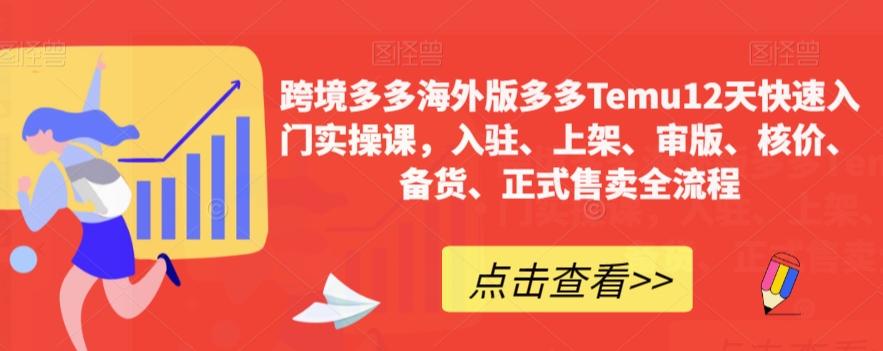 跨境多多海外版多多Temu12天快速入门实操课，入驻、上架、审版、核价、备货、正式售卖全流程-大熊网创