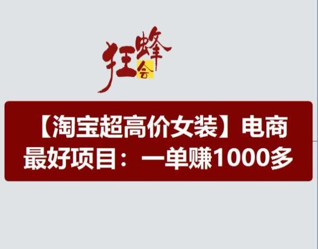 淘宝超高价女装项目，电商最好赛道，一单赚1000多-大熊网创