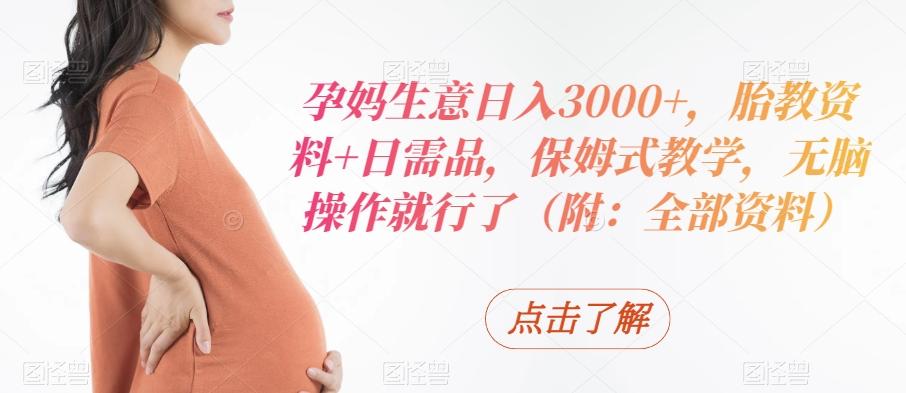 孕妈生意日入3000+，胎教资料+日需品，保姆式教学，无脑操作就行了（附：全部资料）-大熊网创