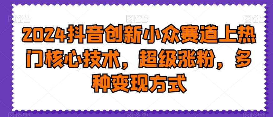 2024抖音创新小众赛道上热门核心技术，超级涨粉，多种变现方式【揭秘】-网创星球