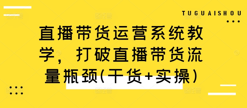 直播带货运营系统教学，打破直播带货流量瓶颈(干货+实操)-大熊网创